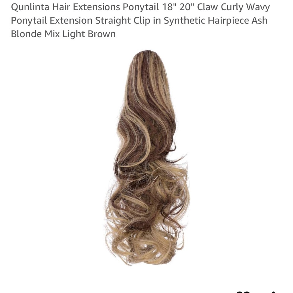 Qunlinta ponytail hair extension 18” ash blonde.